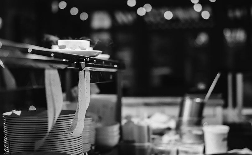 Counter top with dishes at The French