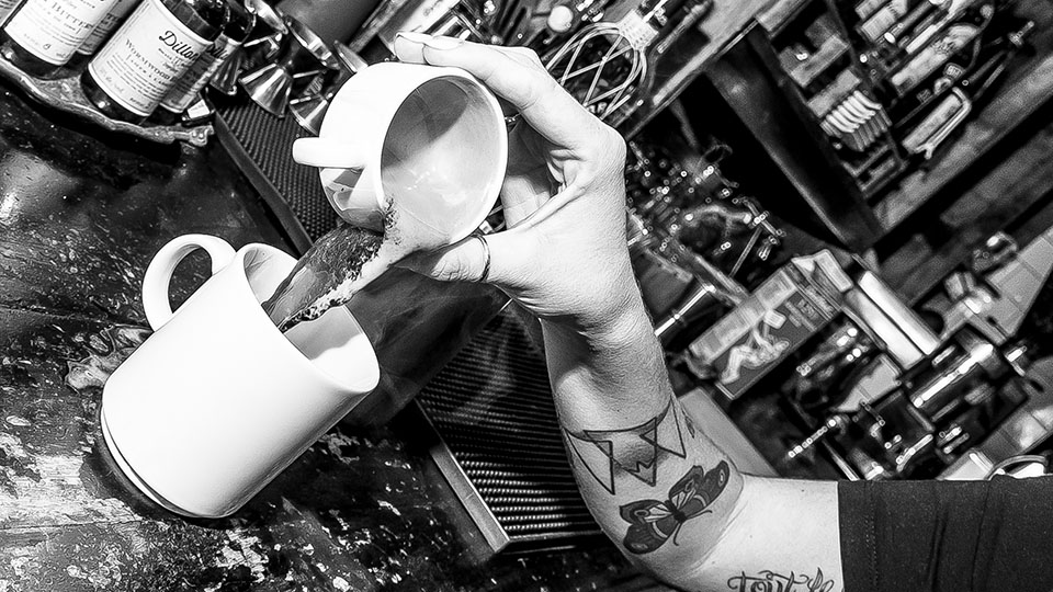 Pouring coffee in a restaurant